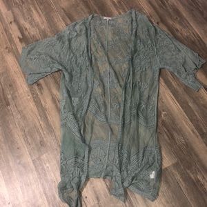 sage lace kimono